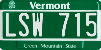 VT license plate LSW715