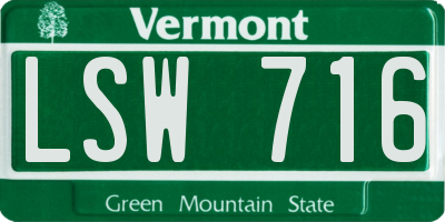 VT license plate LSW716