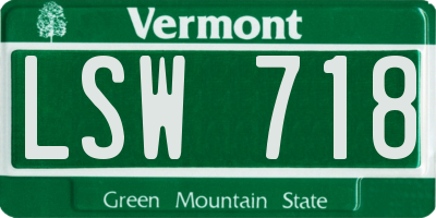 VT license plate LSW718