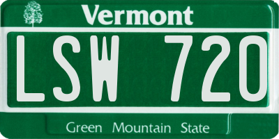 VT license plate LSW720