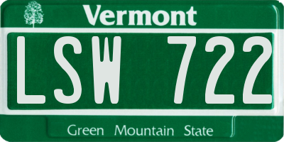 VT license plate LSW722