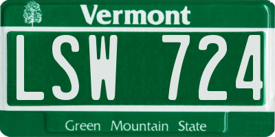 VT license plate LSW724