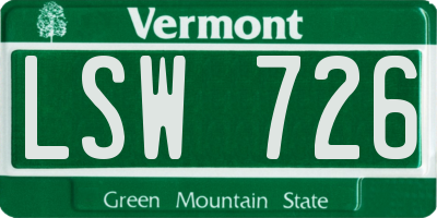 VT license plate LSW726