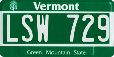 VT license plate LSW729