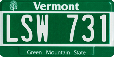 VT license plate LSW731