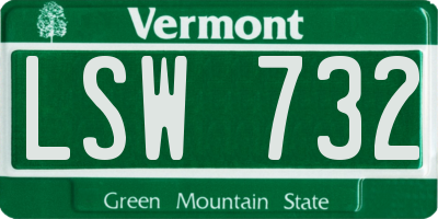 VT license plate LSW732