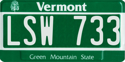 VT license plate LSW733