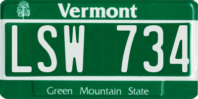 VT license plate LSW734