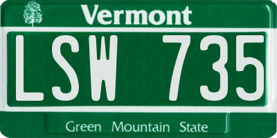 VT license plate LSW735