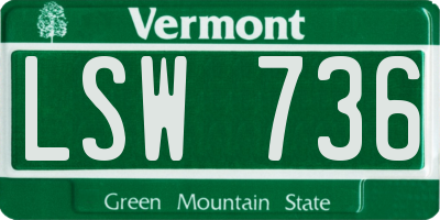 VT license plate LSW736