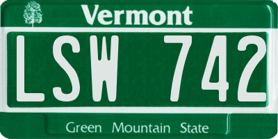 VT license plate LSW742