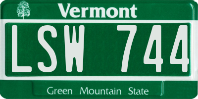 VT license plate LSW744