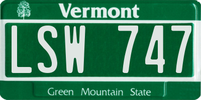 VT license plate LSW747