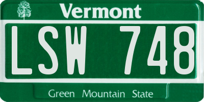 VT license plate LSW748