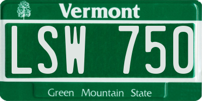 VT license plate LSW750