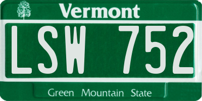 VT license plate LSW752