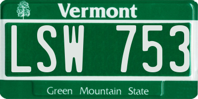 VT license plate LSW753