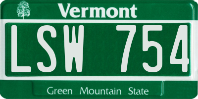 VT license plate LSW754