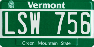 VT license plate LSW756