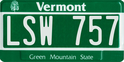VT license plate LSW757