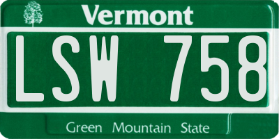 VT license plate LSW758