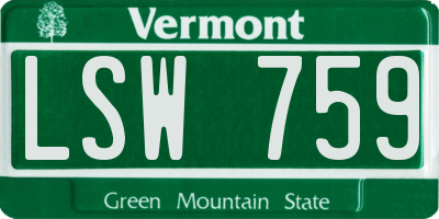 VT license plate LSW759