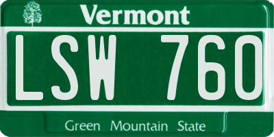 VT license plate LSW760