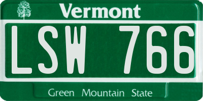 VT license plate LSW766