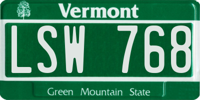VT license plate LSW768
