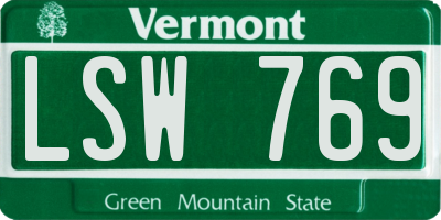 VT license plate LSW769