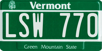 VT license plate LSW770