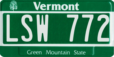 VT license plate LSW772