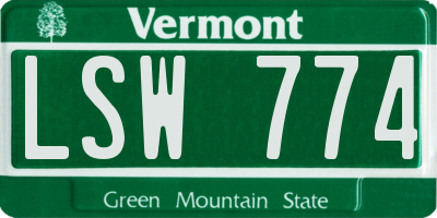 VT license plate LSW774