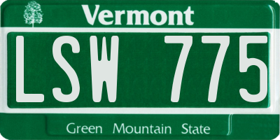 VT license plate LSW775