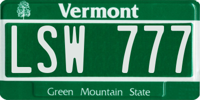 VT license plate LSW777