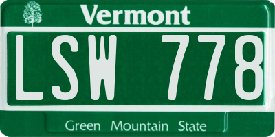 VT license plate LSW778