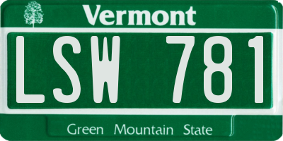 VT license plate LSW781