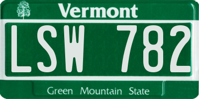 VT license plate LSW782