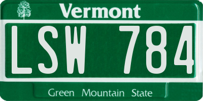 VT license plate LSW784