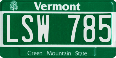 VT license plate LSW785