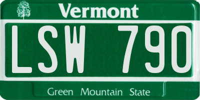 VT license plate LSW790