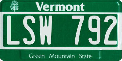 VT license plate LSW792