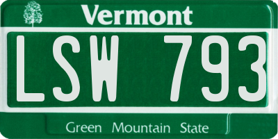 VT license plate LSW793