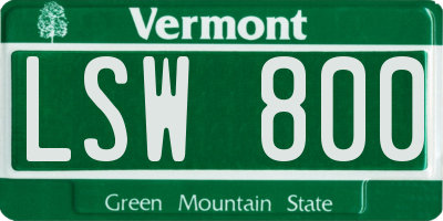 VT license plate LSW800