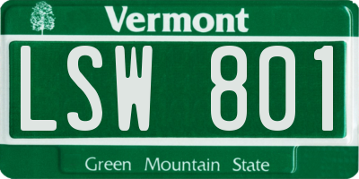 VT license plate LSW801