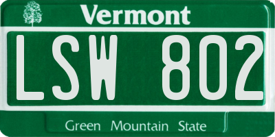 VT license plate LSW802