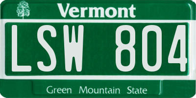 VT license plate LSW804