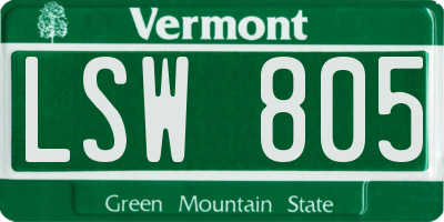 VT license plate LSW805