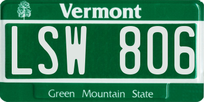 VT license plate LSW806
