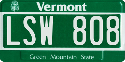 VT license plate LSW808